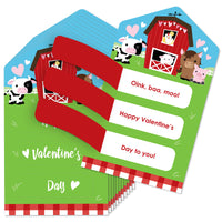 Farm Animals - Barnyard Cards for Kids - Happy Valentine’s Day Pull Tabs - Set of 12