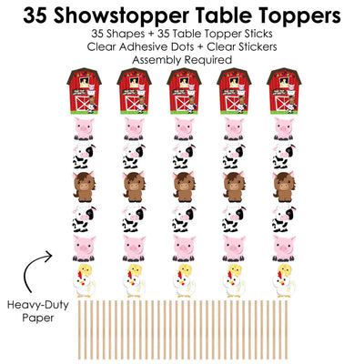 Farm Animals - Barnyard Baby Shower or Birthday Party Centerpiece Sticks - Showstopper Table Toppers - 35 Pieces