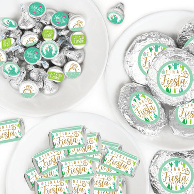 Final Fiesta - Mini Candy Bar Wrappers, Round Candy Stickers and Circle Stickers - Last Fiesta Bachelorette Party Candy Favor Sticker Kit - 304 Pieces