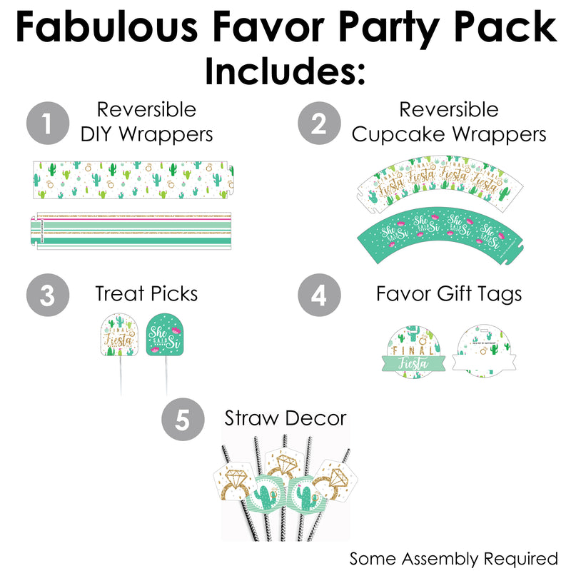 Final Fiesta - Last Fiesta Bachelorette Party Favors and Cupcake Kit - Fabulous Favor Party Pack - 100 Pieces