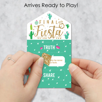 Final Fiesta - Last Fiesta Bachelorette Party Game Pickle Cards - Truth, Dare, Share Pull Tabs - Set of 12