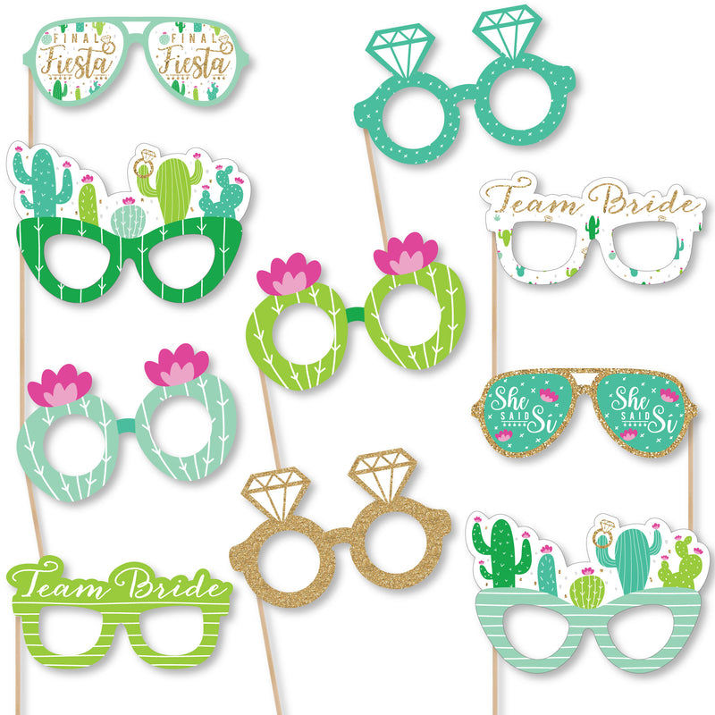 Final Fiesta Glasses - Paper Card Stock Last Fiesta Bachelorette Party Photo Booth Props Kit - 10 Count