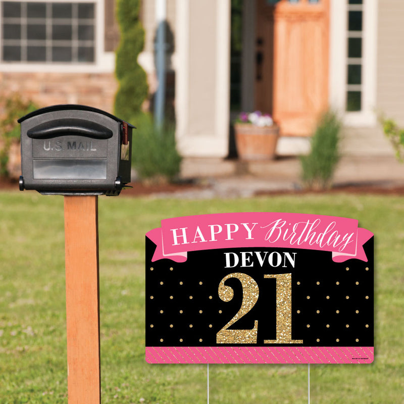 Finally 21 Girl - 21st Birthday Party Yard Sign Lawn Decorations - Happy Birthday Party Yardy Sign