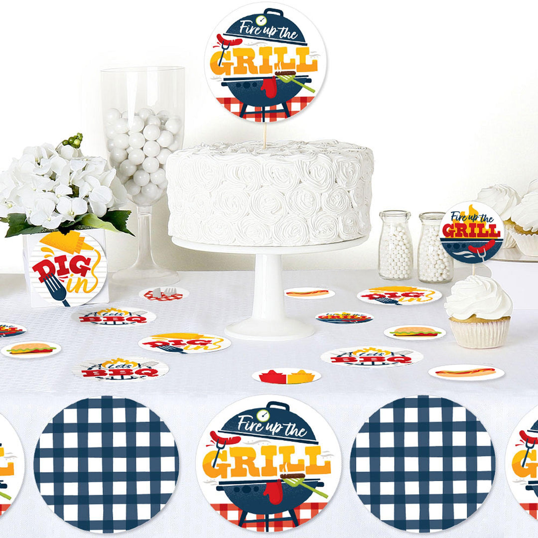 Fire Up the Grill - Summer BBQ Picnic Party Giant Circle Confetti - Party Decorations - Large Confetti 27 Count