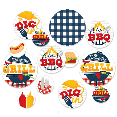 Fire Up the Grill - Summer BBQ Picnic Party Giant Circle Confetti - Party Decorations - Large Confetti 27 Count