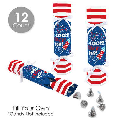 Firecracker 4th of July - No Snap Red, White and Royal Blue Party Table Favors - DIY Cracker Boxes - Set of 12