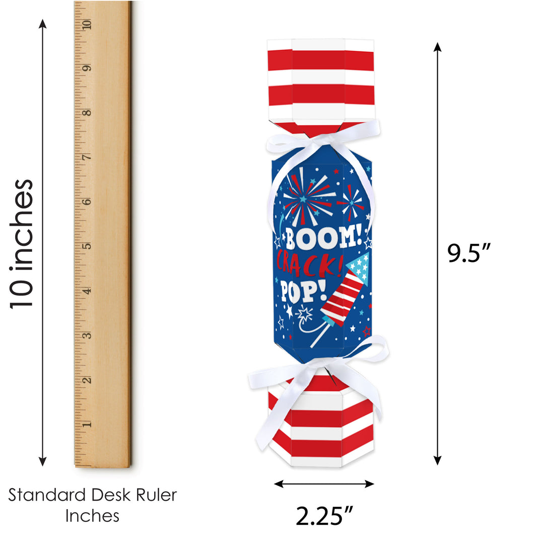 Firecracker 4th of July - No Snap Red, White and Royal Blue Party Table Favors - DIY Cracker Boxes - Set of 12