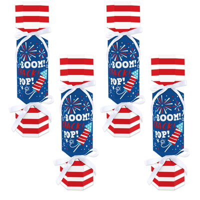 Firecracker 4th of July - No Snap Red, White and Royal Blue Party Table Favors - DIY Cracker Boxes - Set of 12