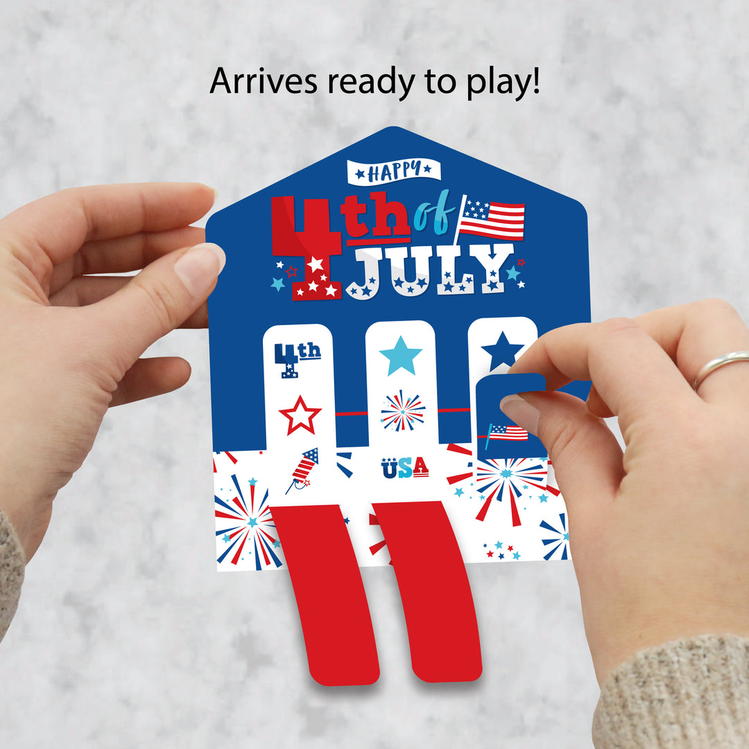 Firecracker 4th of July - Red, White and Royal Blue Party Game Pickle Cards - Pull Tabs 3-in-a-Row - Set of 12