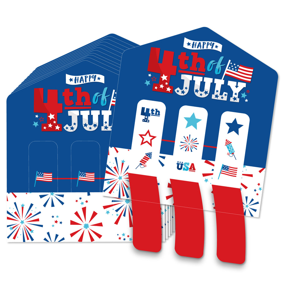 Firecracker 4th of July - Red, White and Royal Blue Party Game Pickle Cards - Pull Tabs 3-in-a-Row - Set of 12
