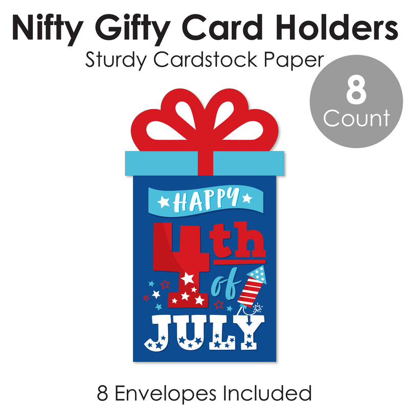 Firecracker 4th of July - Red, White and Royal Blue Party Money and Gift Card Sleeves - Nifty Gifty Card Holders - Set of 8