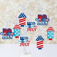 Firecracker 4th of July - Red, White and Royal Blue Decorations - Tree Ornaments - Set of 12