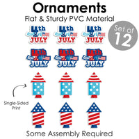 Firecracker 4th of July - Red, White and Royal Blue Decorations - Tree Ornaments - Set of 12