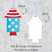Firecracker 4th of July - Red, White and Royal Blue Decorations - Tree Ornaments - Set of 12