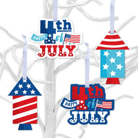 Firecracker 4th of July - Red, White and Royal Blue Decorations - Tree Ornaments - Set of 12