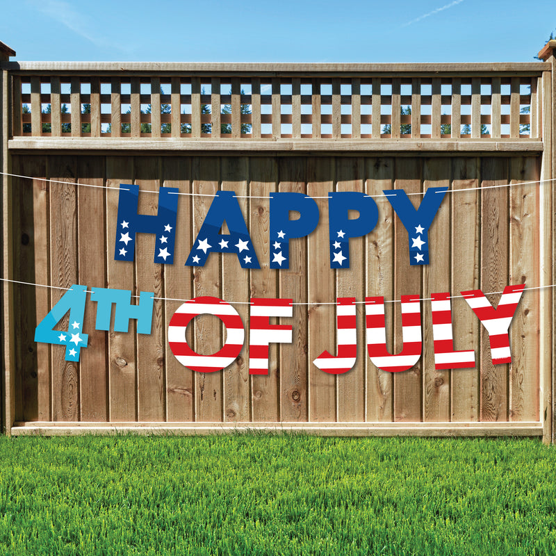 Firecracker 4th of July - Red, White and Royal Blue Party Party Decorations - Happy 4th of July - Outdoor Letter Banner