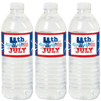 Firecracker 4th of July - Red, White and Royal Blue Party Water Bottle Sticker Labels - Set of 20