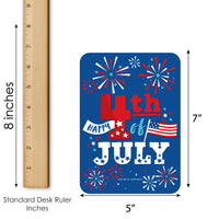 Firecracker 4th of July - Bar Bingo Cards and Markers - Red, White and Royal Blue Party Shaped Bingo Game - Set of 18