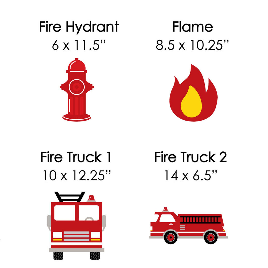 Fired Up Fire Truck - Lawn Decorations - Outdoor Firefighter Firetruck Baby Shower or Birthday Party Yard Decorations - 10 Piece