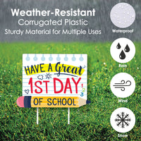 First Day of School - Yard Sign and Outdoor Lawn Decorations - Back To School Classroom Yard Signs - Set of 8