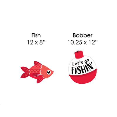 Let's Go Fishing - Lawn Decorations - Outdoor Fish Themed Party or Birthday Party Yard Decorations - 10 Piece