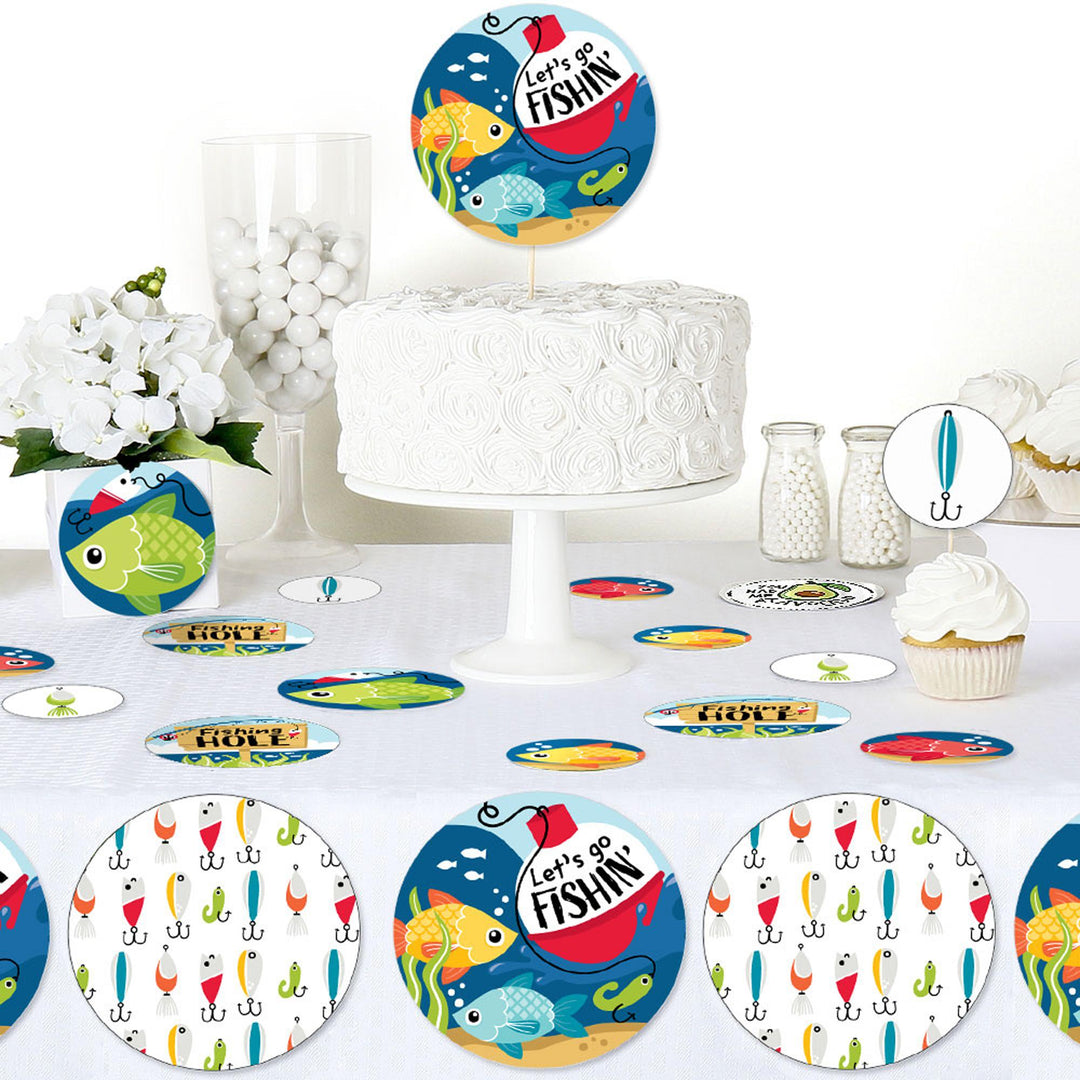 Let's Go Fishing - Fish Themed Party or Birthday Party Giant Circle Confetti - Party Decorations - Large Confetti 27 Count