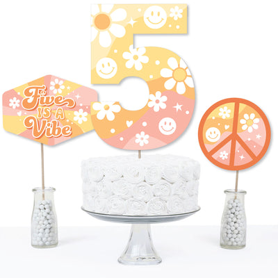 Five is a Vibe - Boho Hippie Fifth Birthday Party Centerpiece Sticks - Table Toppers - Set of 15