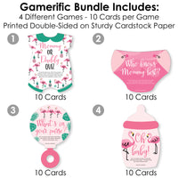 Pink Flamingo - 4 Tropical Summer Baby Shower Games - 10 Cards Each - Gamerific Bundle