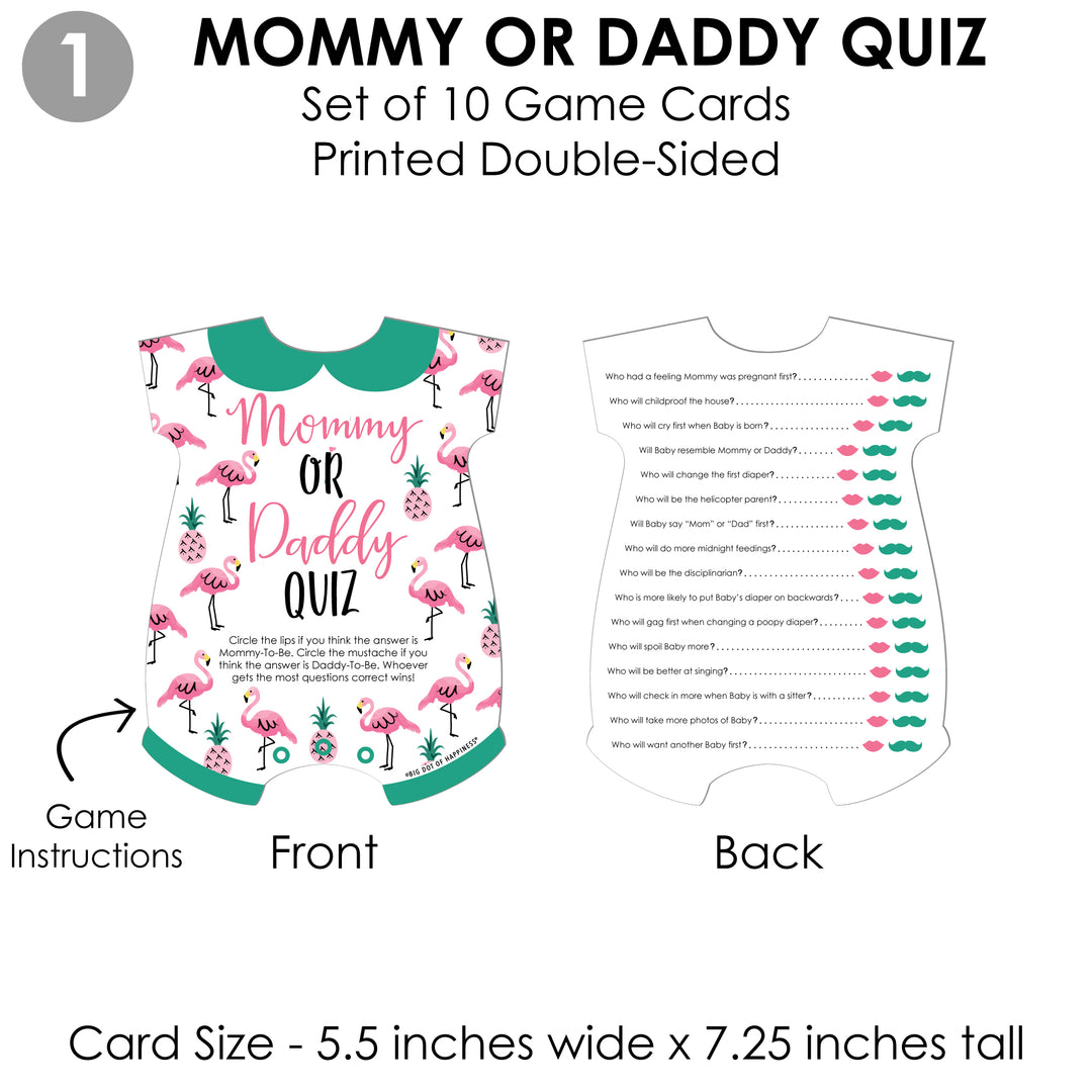 Pink Flamingo - 4 Tropical Summer Baby Shower Games - 10 Cards Each - Gamerific Bundle