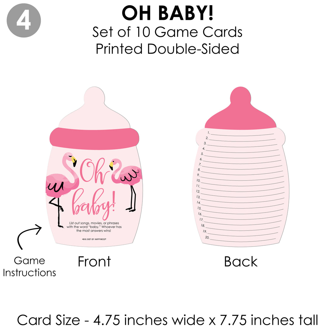 Pink Flamingo - 4 Tropical Summer Baby Shower Games - 10 Cards Each - Gamerific Bundle