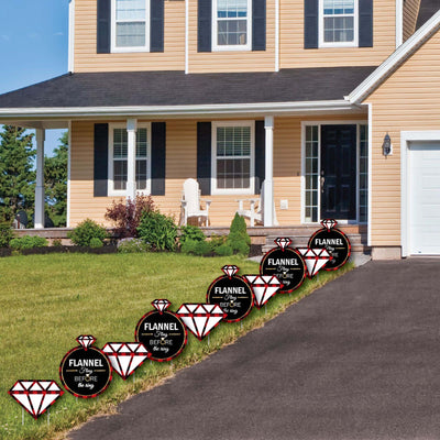 Flannel Fling Before The Ring - Ring Lawn Decorations - Outdoor Buffalo Plaid Bachelorette Party Yard Decorations - 10 Piece