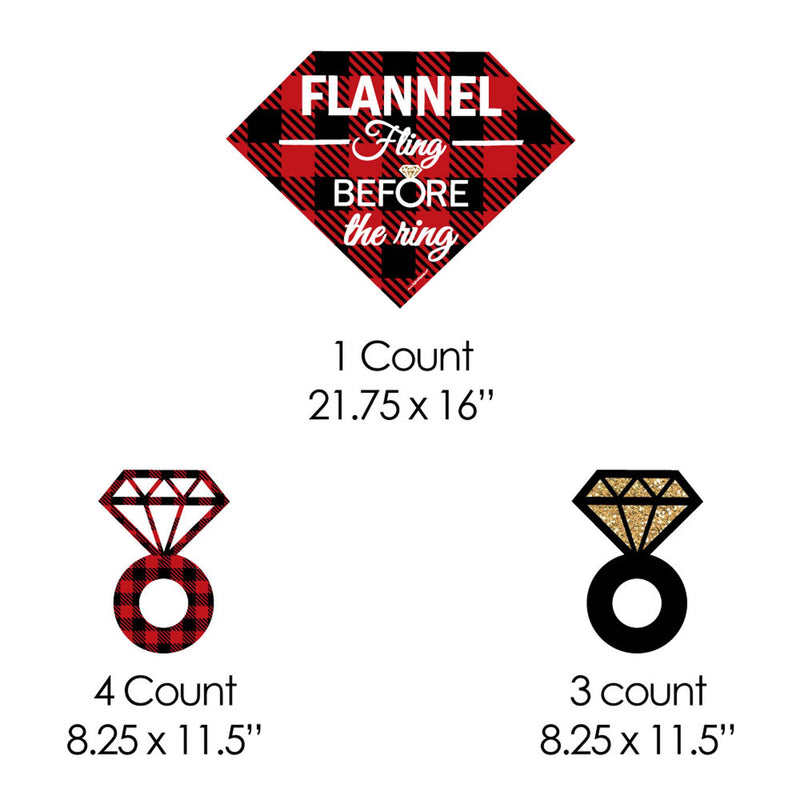 Flannel Fling Before The Ring - Yard Sign & Outdoor Lawn Decorations - Buffalo Plaid Bachelorette Party Yard Signs - Set of 8