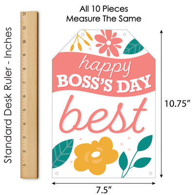 Female Best Boss Ever - Hanging Vertical Paper Door Banners - Women Boss's Day Wall Decoration Kit - Indoor Door Decor