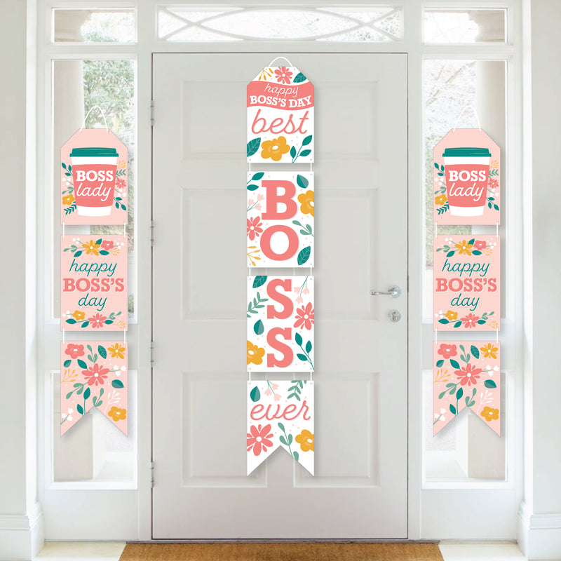 Female Best Boss Ever - Hanging Vertical Paper Door Banners - Women Boss&