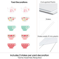 Floral Let's Par-Tea - Lawn Decorations - Outdoor Garden Tea Party Yard Decorations - 10 Piece