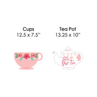 Floral Let's Par-Tea - Lawn Decorations - Outdoor Garden Tea Party Yard Decorations - 10 Piece