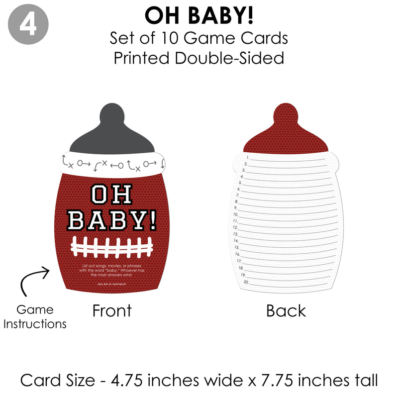End Zone - Football - 4 Baby Shower Games - 10 Cards Each - Gamerific Bundle