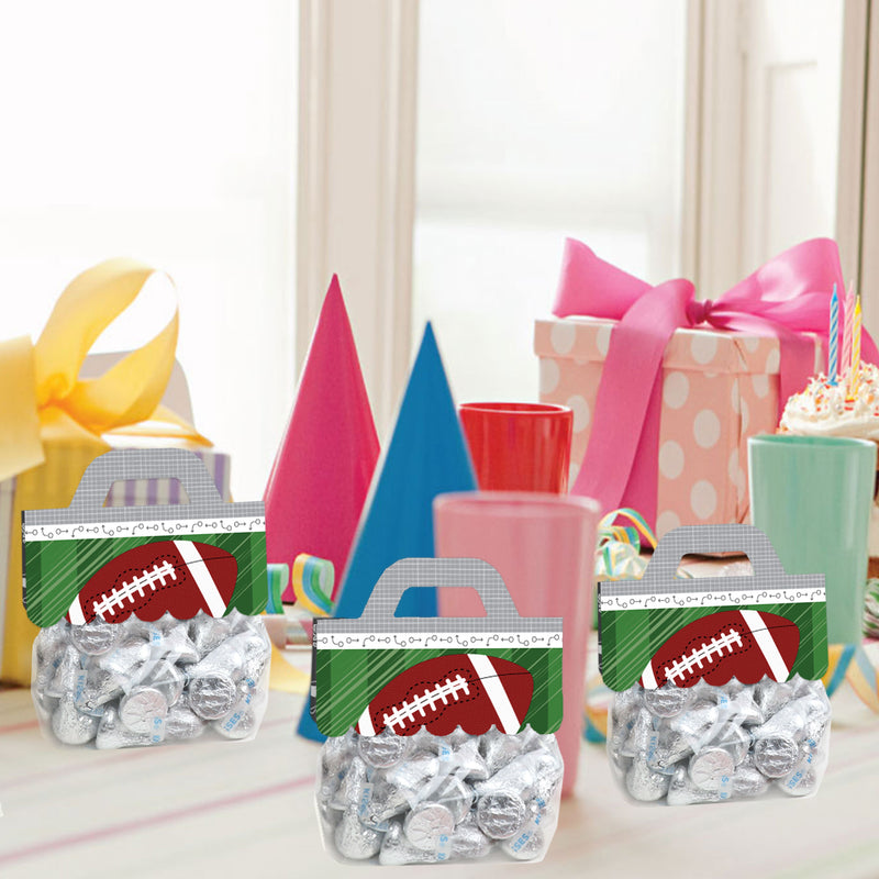 End Zone - Football - DIY Baby Shower or Birthday Party Clear Goodie Favor Bag Labels - Candy Bags with Toppers - Set of 24