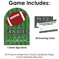 End Zone - Football - How Many Candies Baby Shower or Birthday Party Game - 1 Stand and 40 Cards - Candy Guessing Game