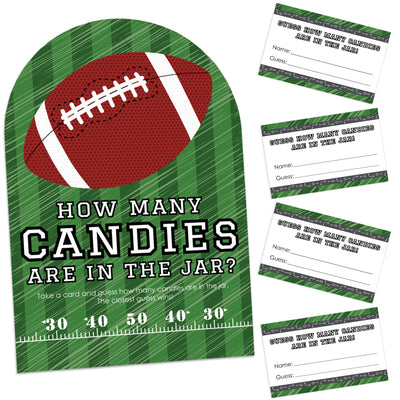 End Zone - Football - How Many Candies Baby Shower or Birthday Party Game - 1 Stand and 40 Cards - Candy Guessing Game