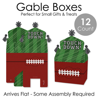 End Zone - Football - Treat Box Party Favors - Baby Shower or Birthday Party Goodie Gable Boxes - Set of 12