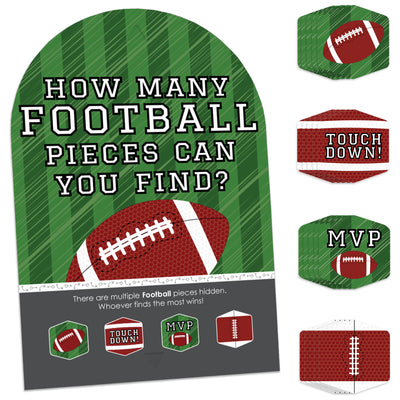 End Zone - Football - Baby Shower or Birthday Party Scavenger Hunt - 1 Stand and 48 Game Pieces - Hide and Find Game