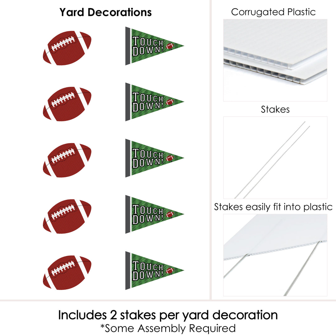 End Zone - Football - Lawn Decorations - Outdoor Baby Shower or Birthday Party Yard Decorations - 10 Piece