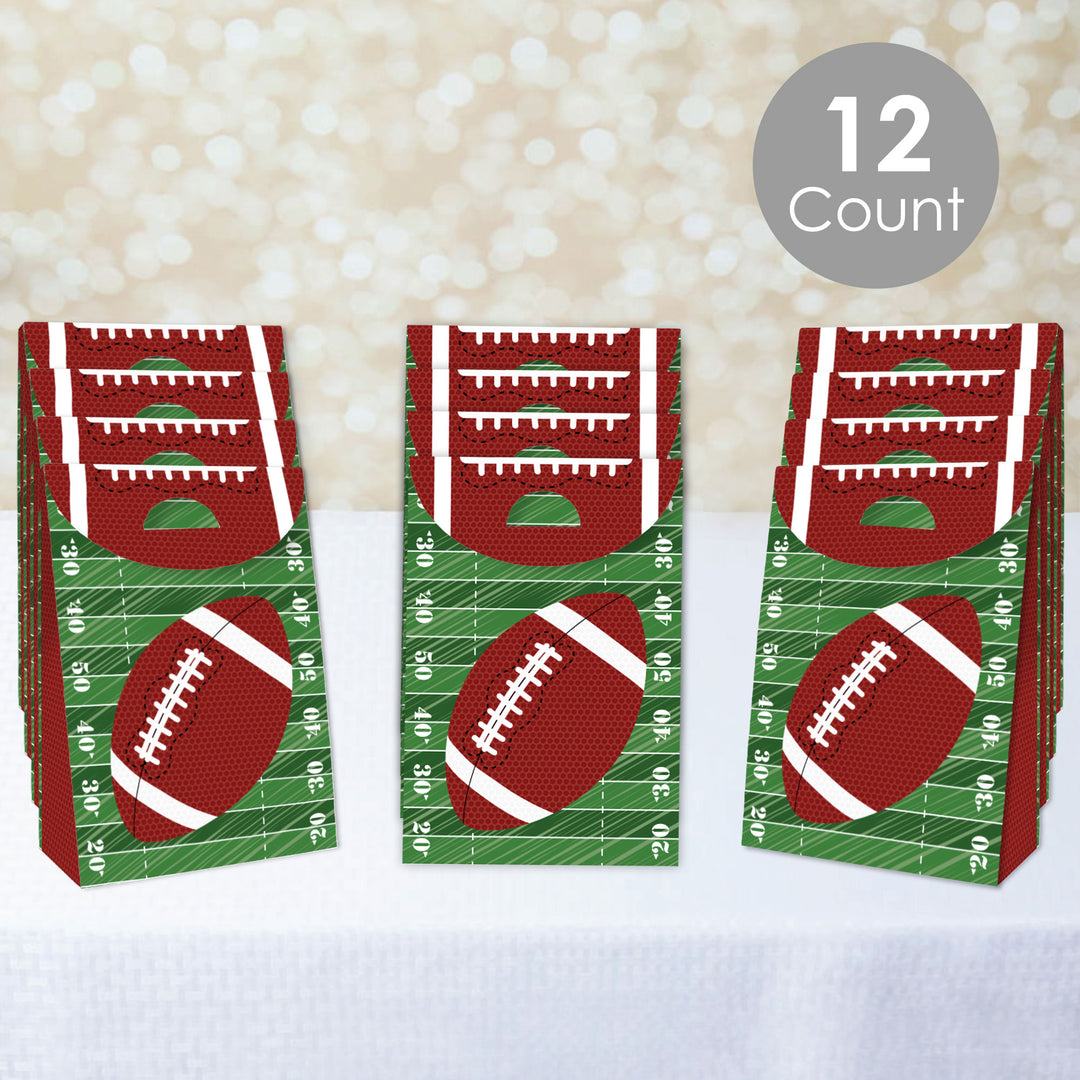 End Zone - Football - Baby Shower or Birthday Gift Favor Bags - Party Goodie Boxes - Set of 12