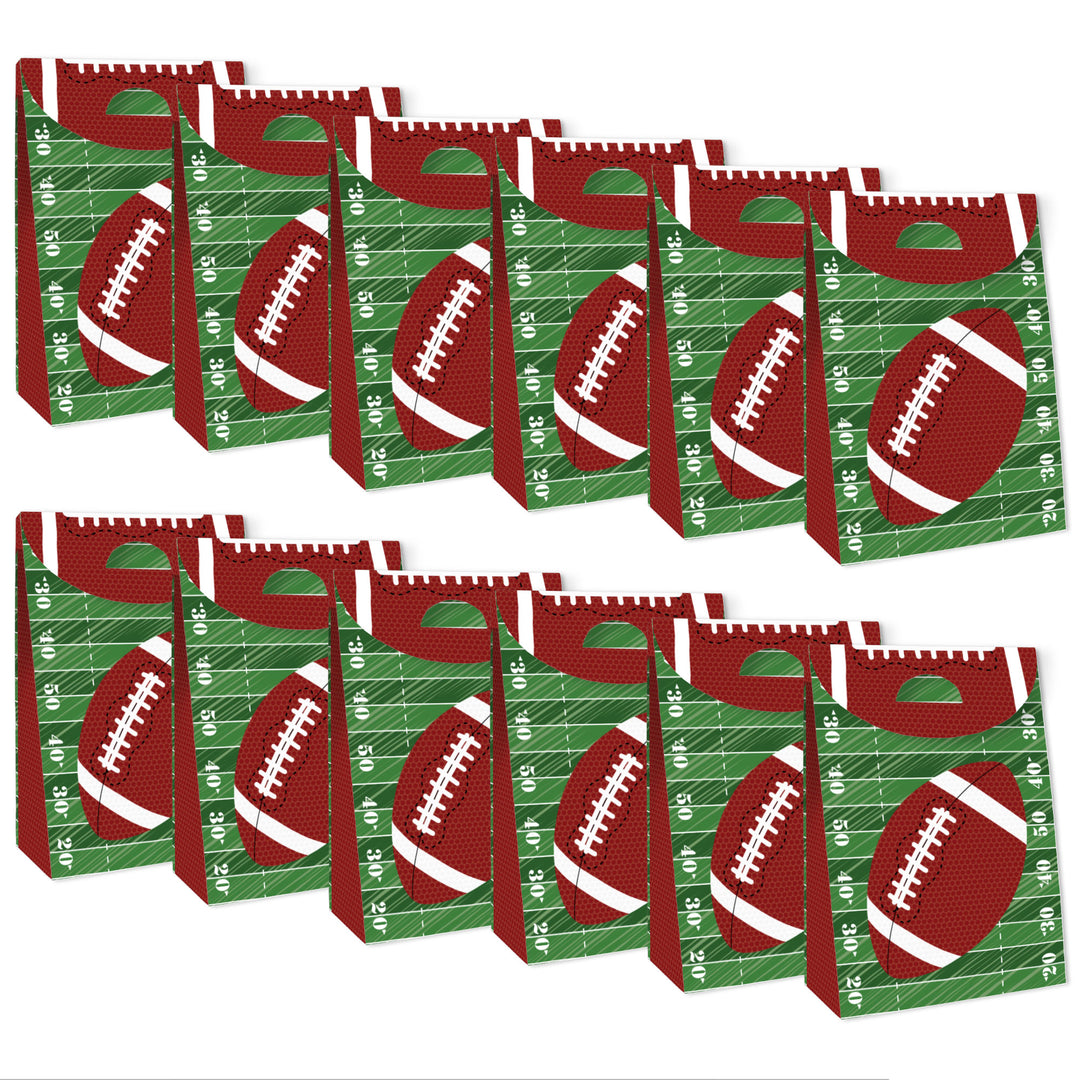 End Zone - Football - Baby Shower or Birthday Gift Favor Bags - Party Goodie Boxes - Set of 12