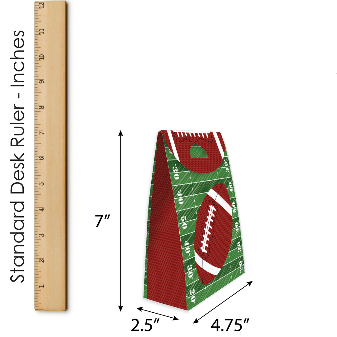 End Zone - Football - Baby Shower or Birthday Gift Favor Bags - Party Goodie Boxes - Set of 12