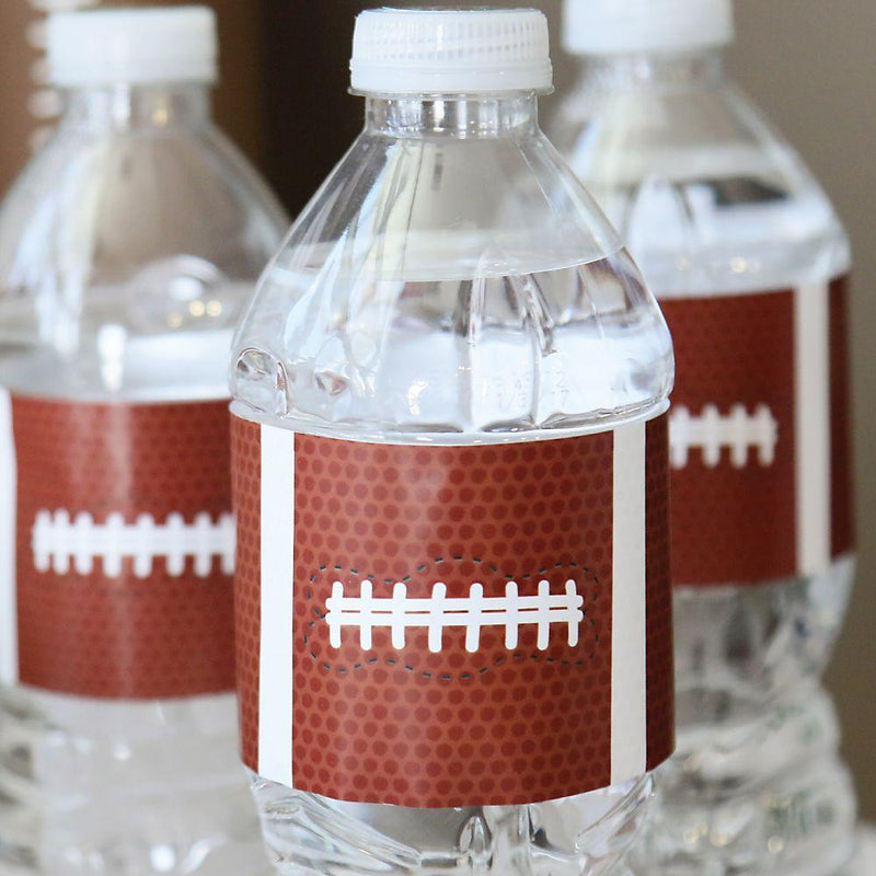 End Zone - Football - Baby Shower or Birthday Party Water Bottle Sticker Labels - Set of 20