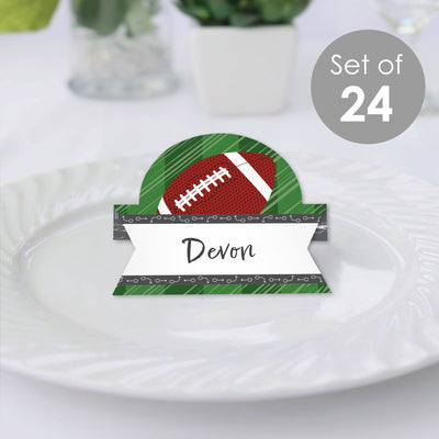 End Zone - Football - Baby Shower or Birthday Party Tent Buffet Card - Table Setting Name Place Cards - Set of 24