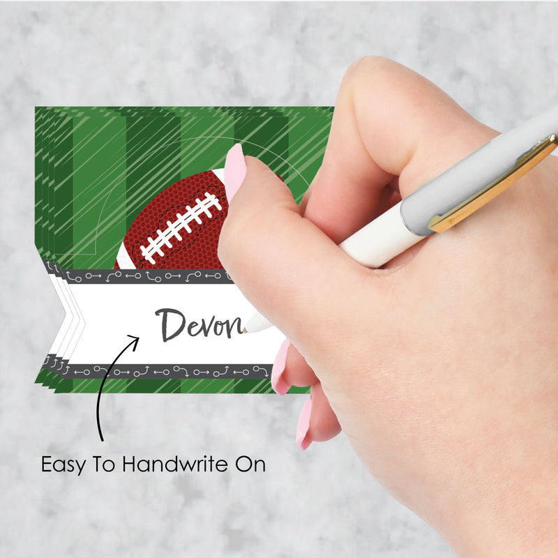End Zone - Football - Baby Shower or Birthday Party Tent Buffet Card - Table Setting Name Place Cards - Set of 24