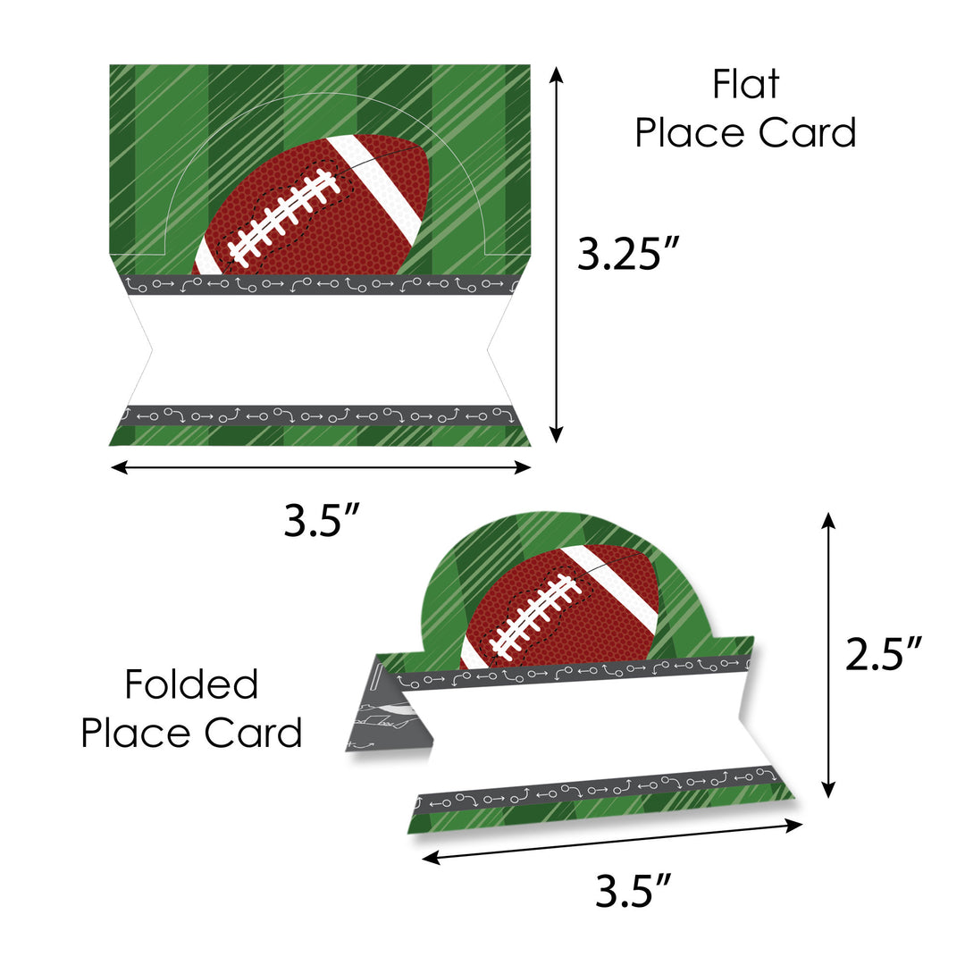 End Zone - Football - Baby Shower or Birthday Party Tent Buffet Card - Table Setting Name Place Cards - Set of 24